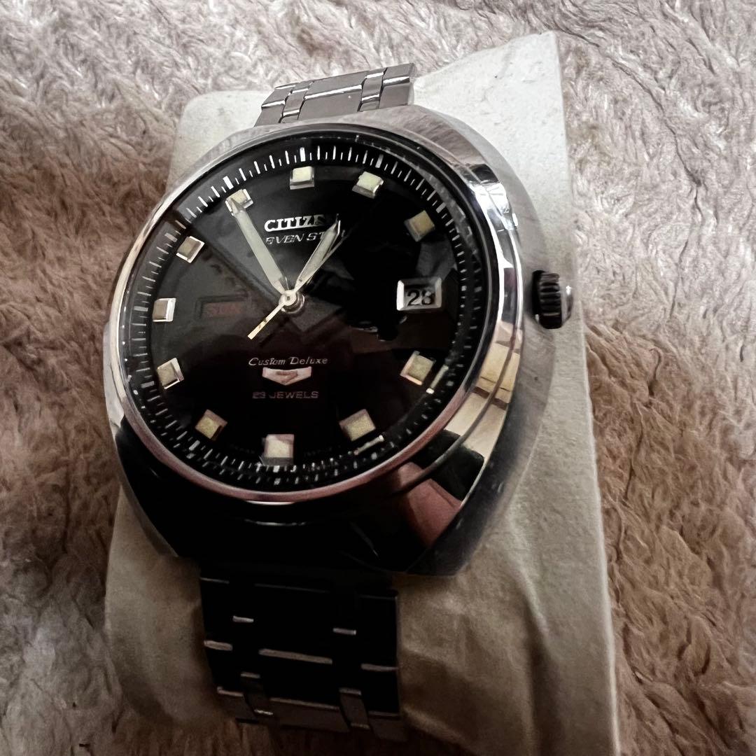 最安値　極上品　美品稼働1968年代物　希少ビンテージ時計ブラックcustom7