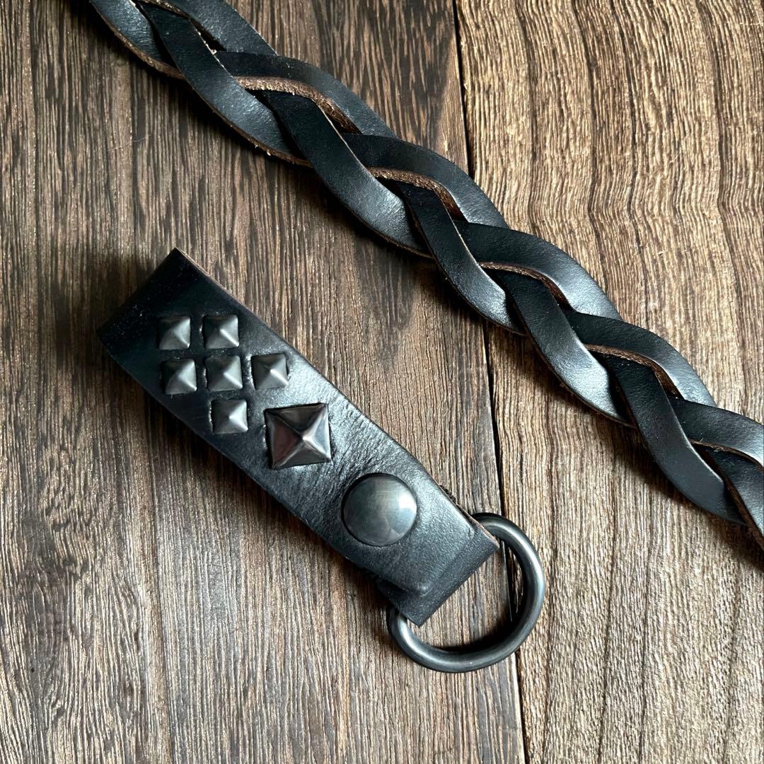 オーダー品　編み込みレザーウォレットコード　TYPEB クロムエクセル　黒染