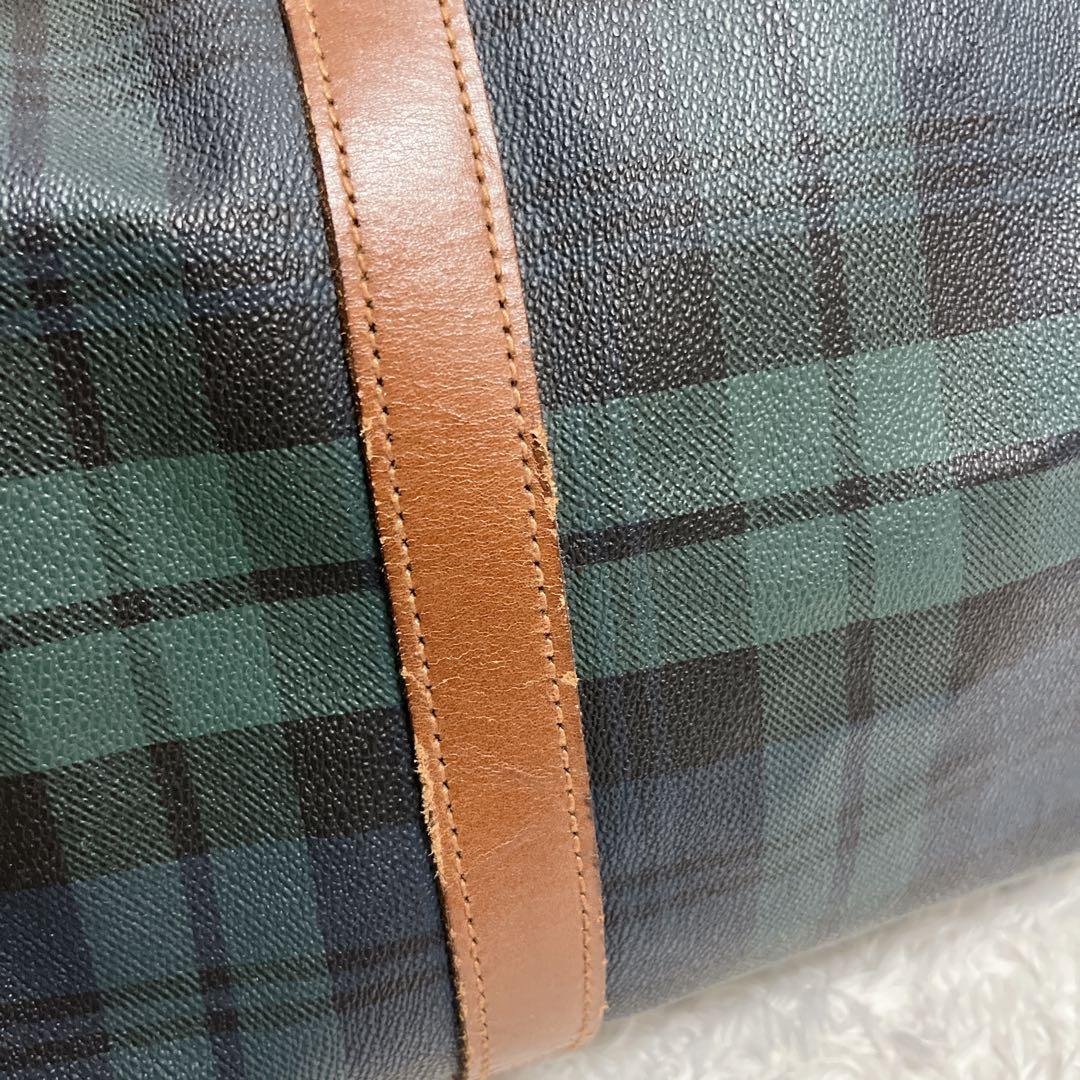 ポロラルフローレン　PVC ボストンバッグ　大容量　グリーン　チェック