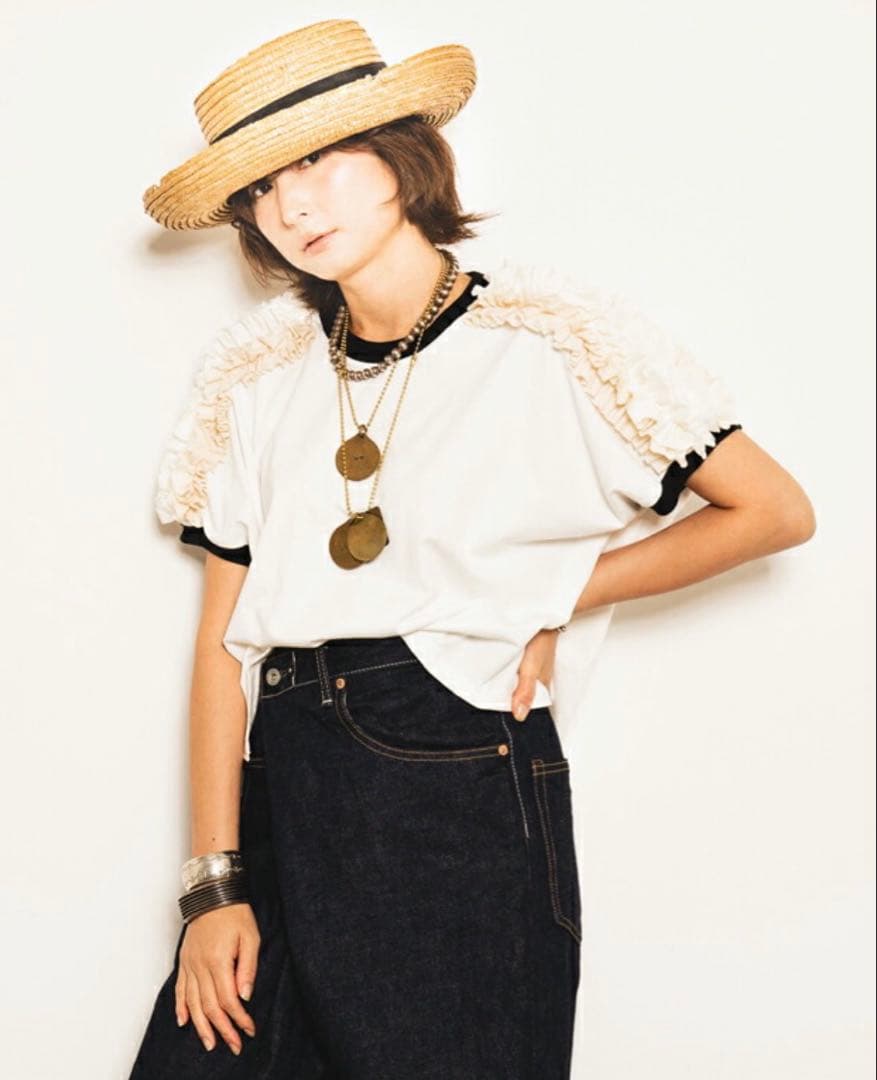 マレ　MARET 新品タグ付　天竺リンガー＆フリルT 02