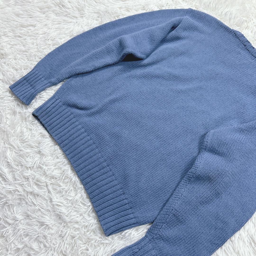 90s ポロバイラルフローレン　日本製　コットンセーター　ラピスブルー　M