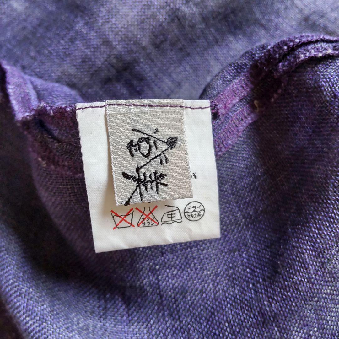 登美 群言堂　リネン ブラウス　ネイビー　石見銀山　日本製　美品