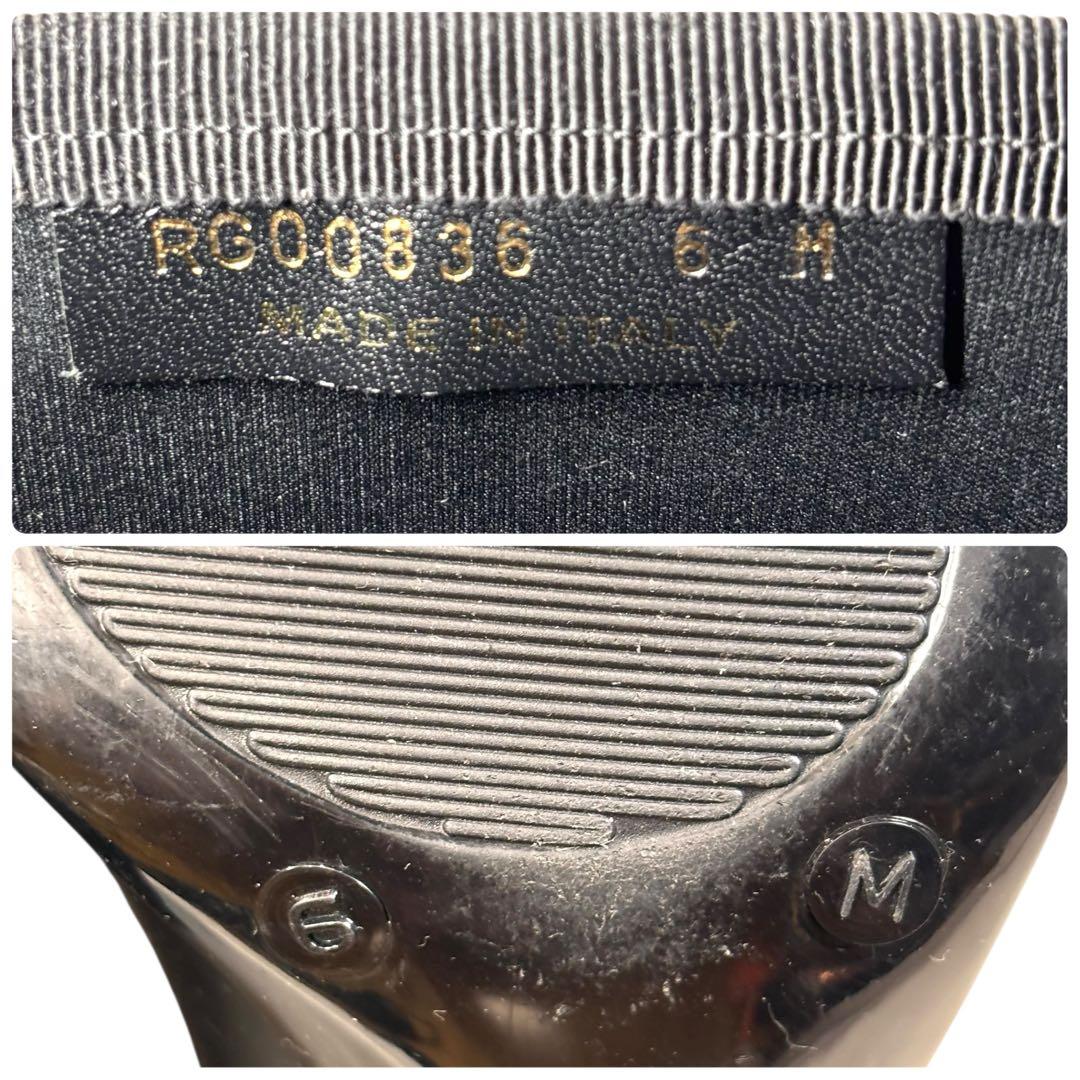 美品 サルヴァトーレ フェラガモ 6 23.5 ヴァラ レインブーツ ブラック