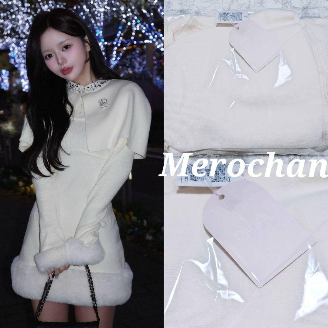 ダーリッチ フリーサイズ ビジューケープニットミニワンピース