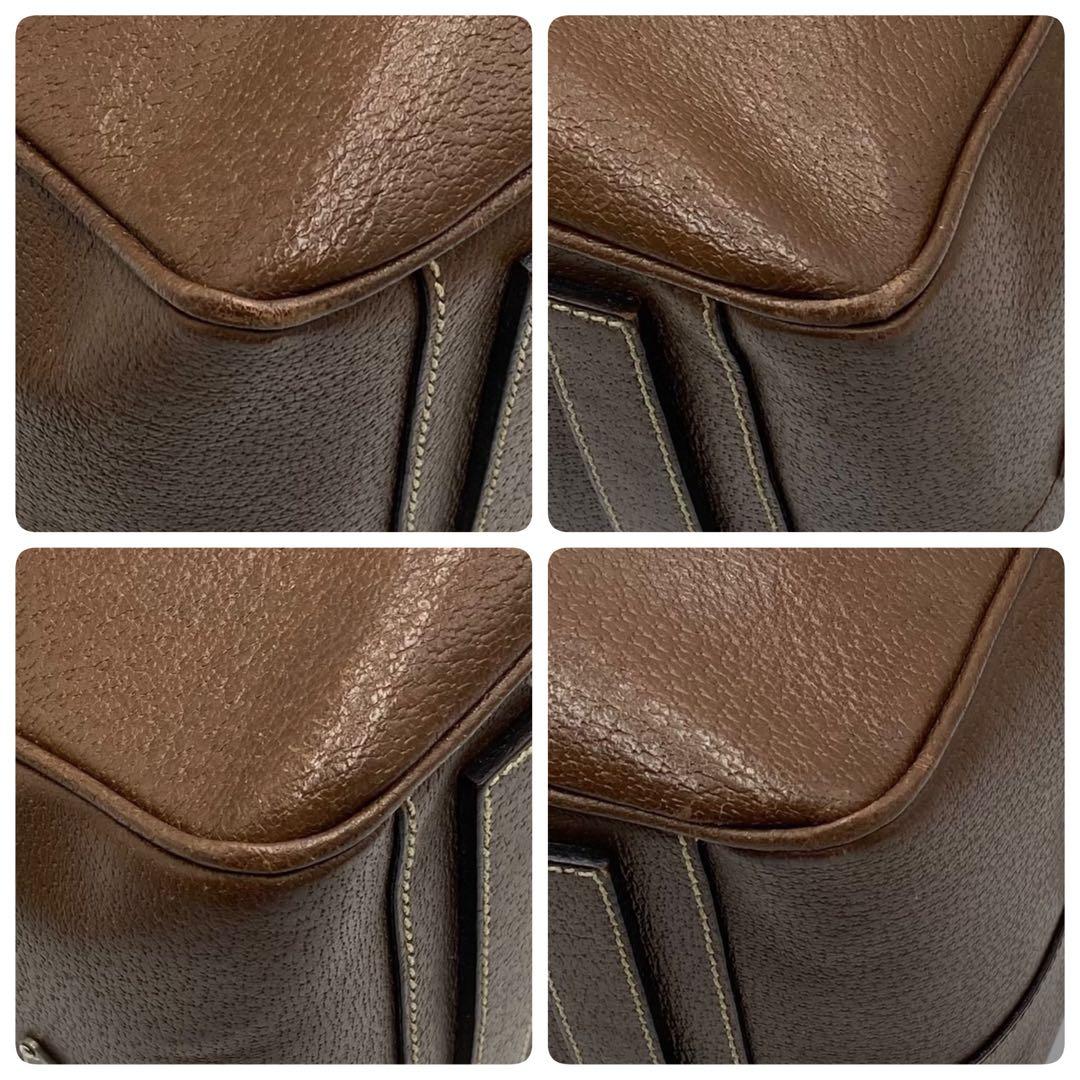 美品 PRADA レザー ブラウン ビジネス バッグ archive A4 希少