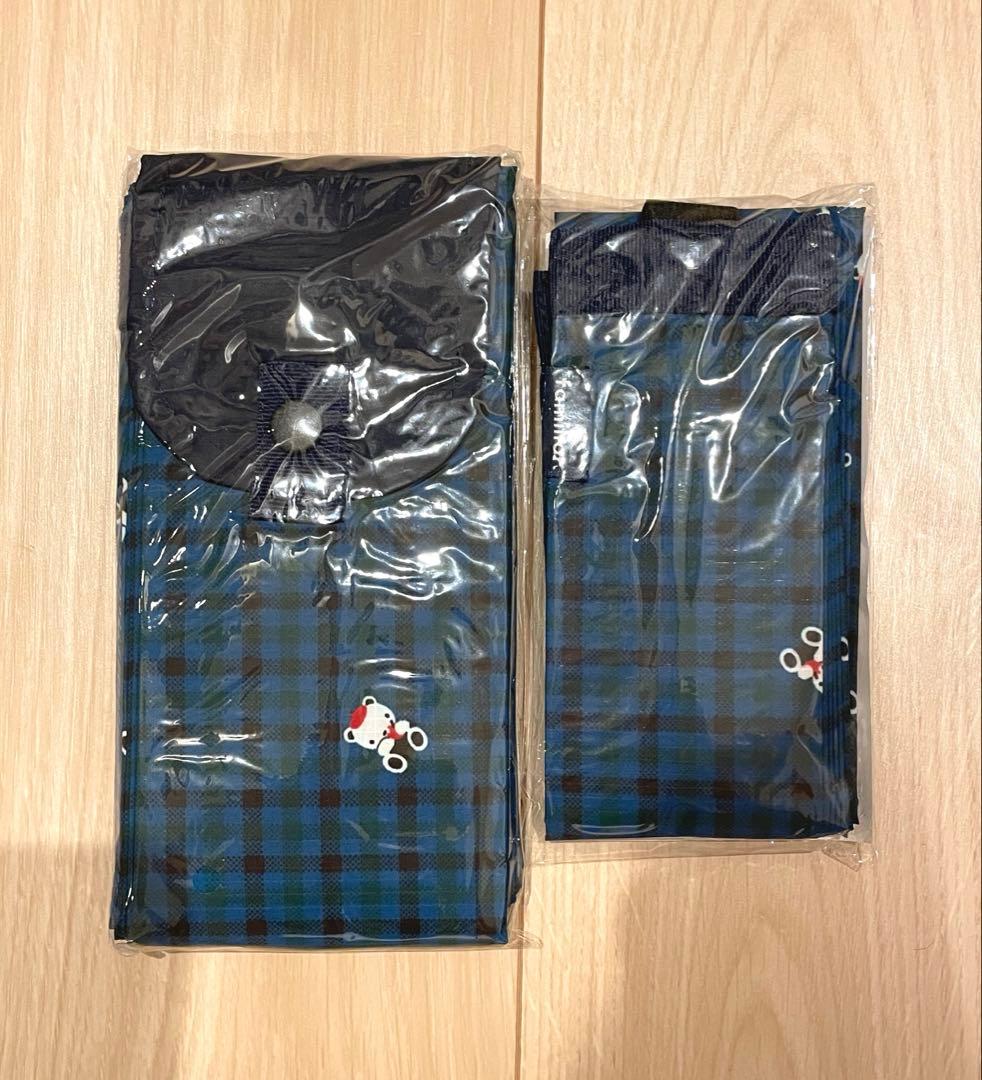 【新品】ファミリアfamiliar エコバッグ S、Mセット　青チェック