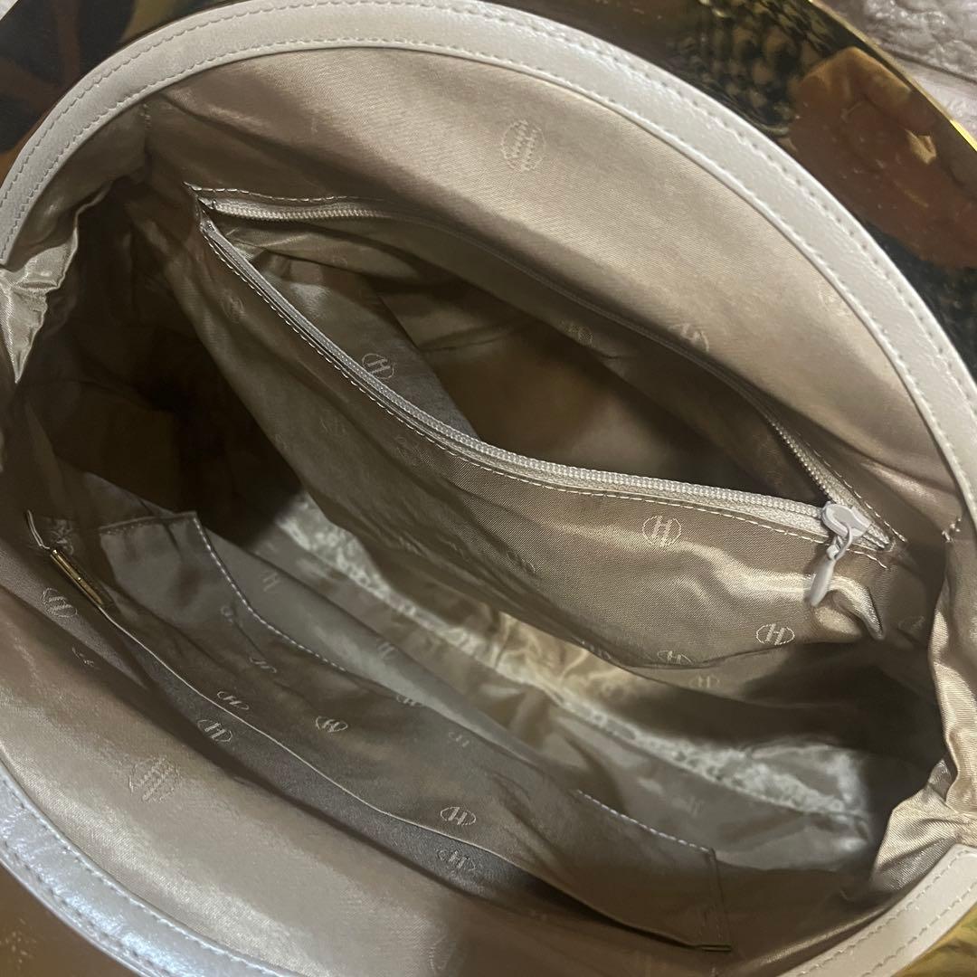 希少☆美品☆本革濱野皮革工藝 HAMANOがま口貴石 サンピエトロ ハンドバッグ