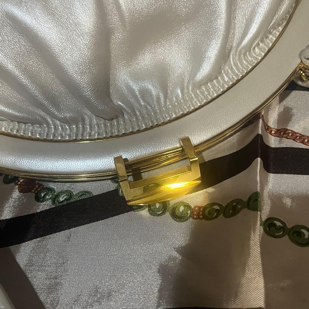 希少☆美品☆本革濱野皮革工藝 HAMANOがま口貴石 サンピエトロ ハンドバッグ