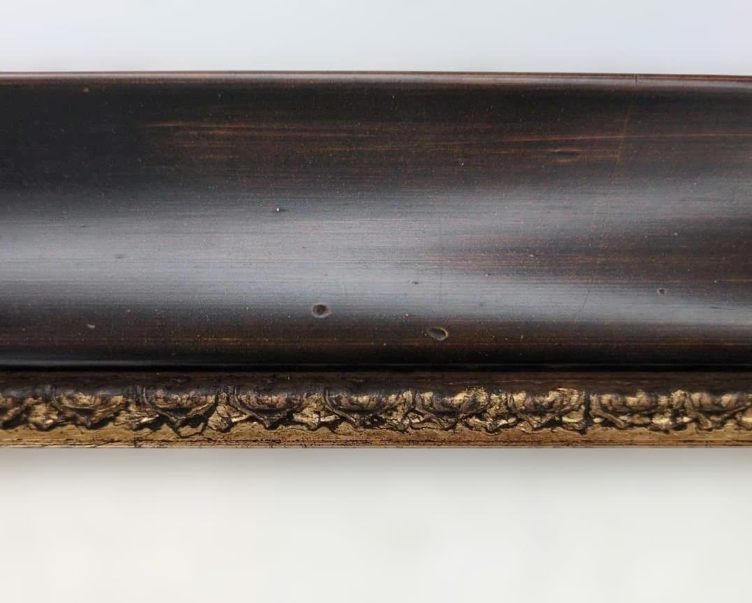 木製額縁 F20号 面金付マット付き ダークブラウン 金色縁取り