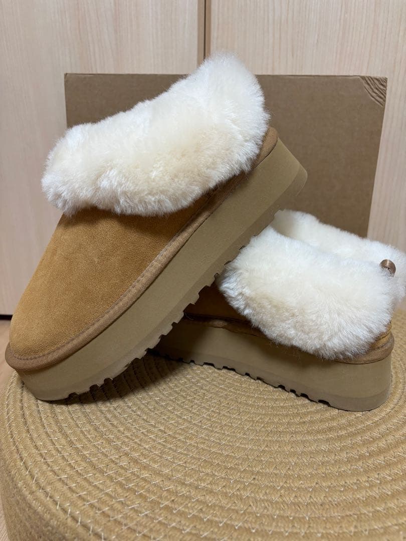 限定価額38cm厚底UGG ふわふわムートンブーツ ブラウン