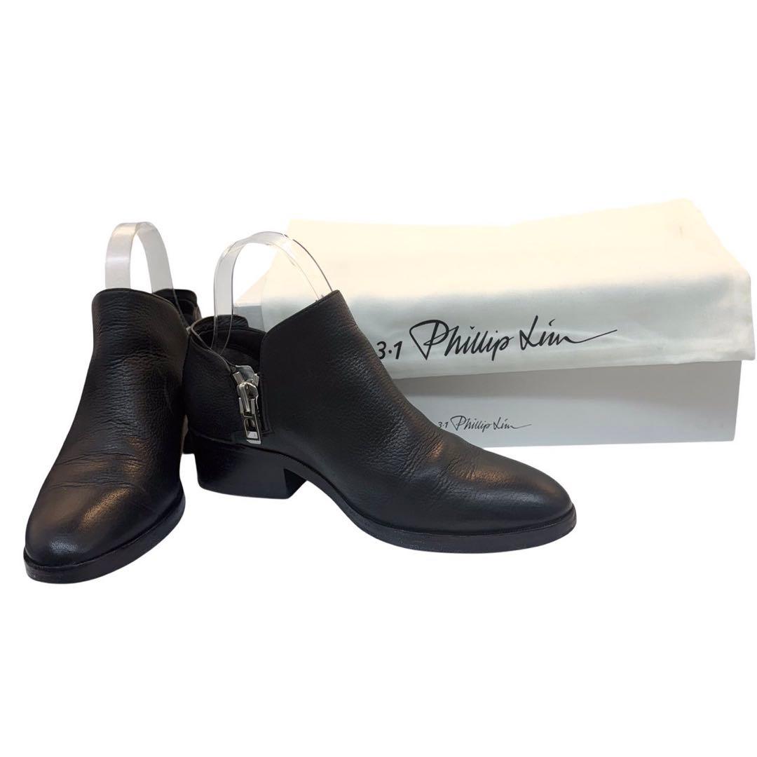 ユ*。様 3.1 Phillip Lim ジップ アンクル ブーツ レザー ブラ