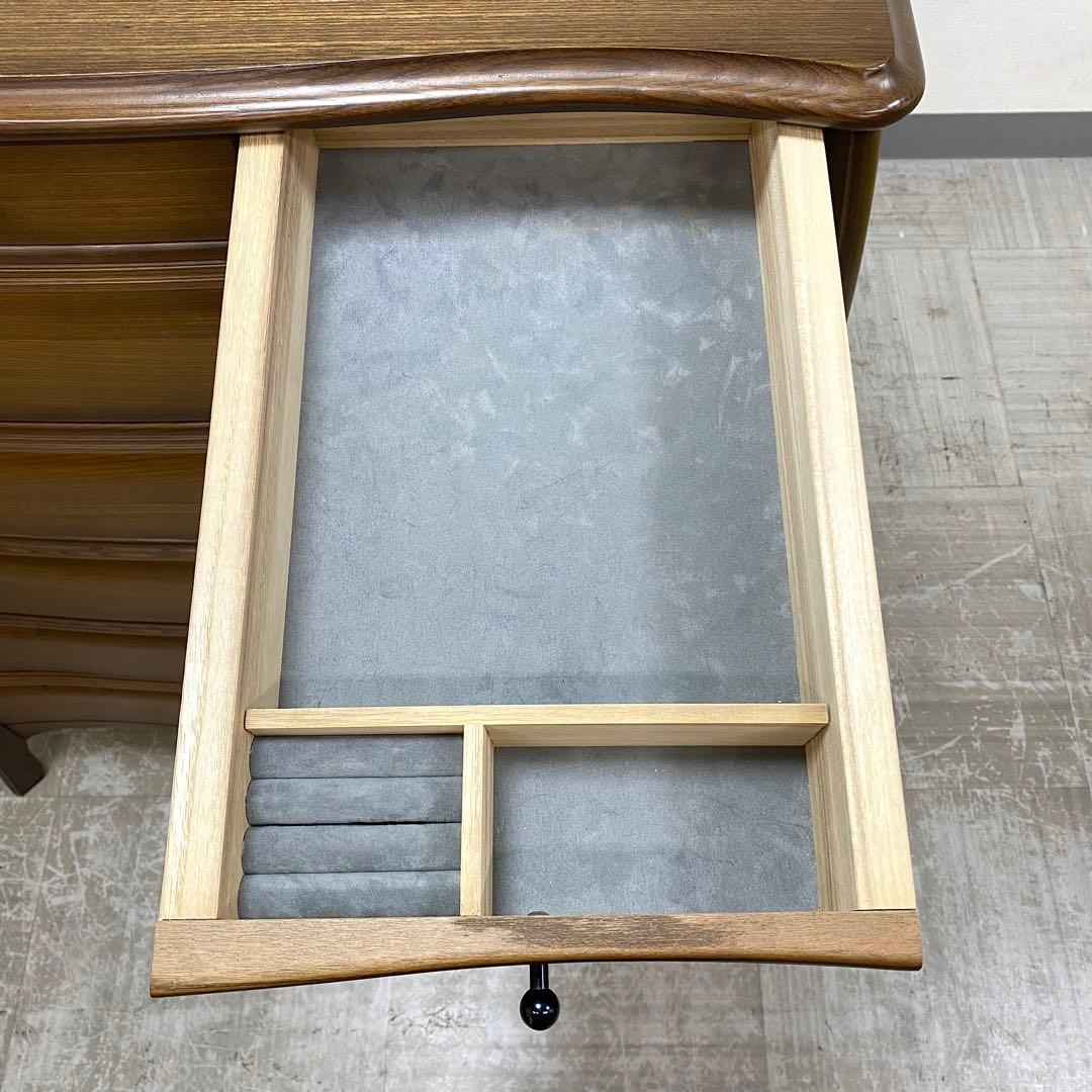 ジュエリーチェスト ハイチェスト 引出し収納 洋服タンス オーク材 ロココ調