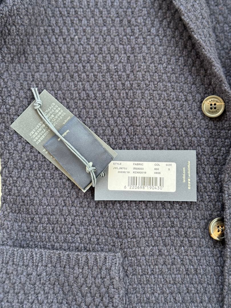 ラルディーニ　カシミヤ100%ニットジャケット2Bネイビー　Sサイズ46相当