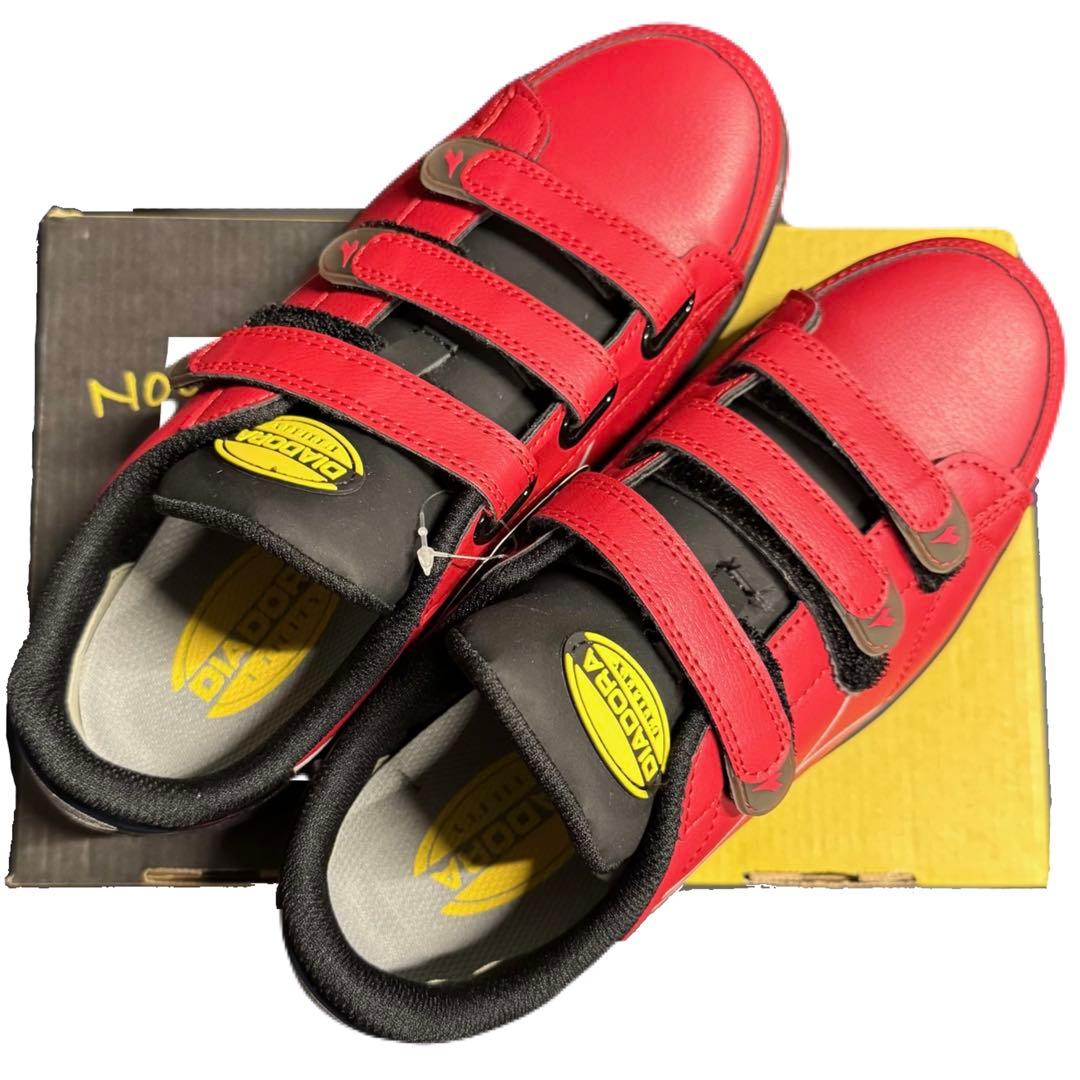 【25.5cm】安全靴 作業靴 ディアドラ WK-32 マジックテープ 赤×黒