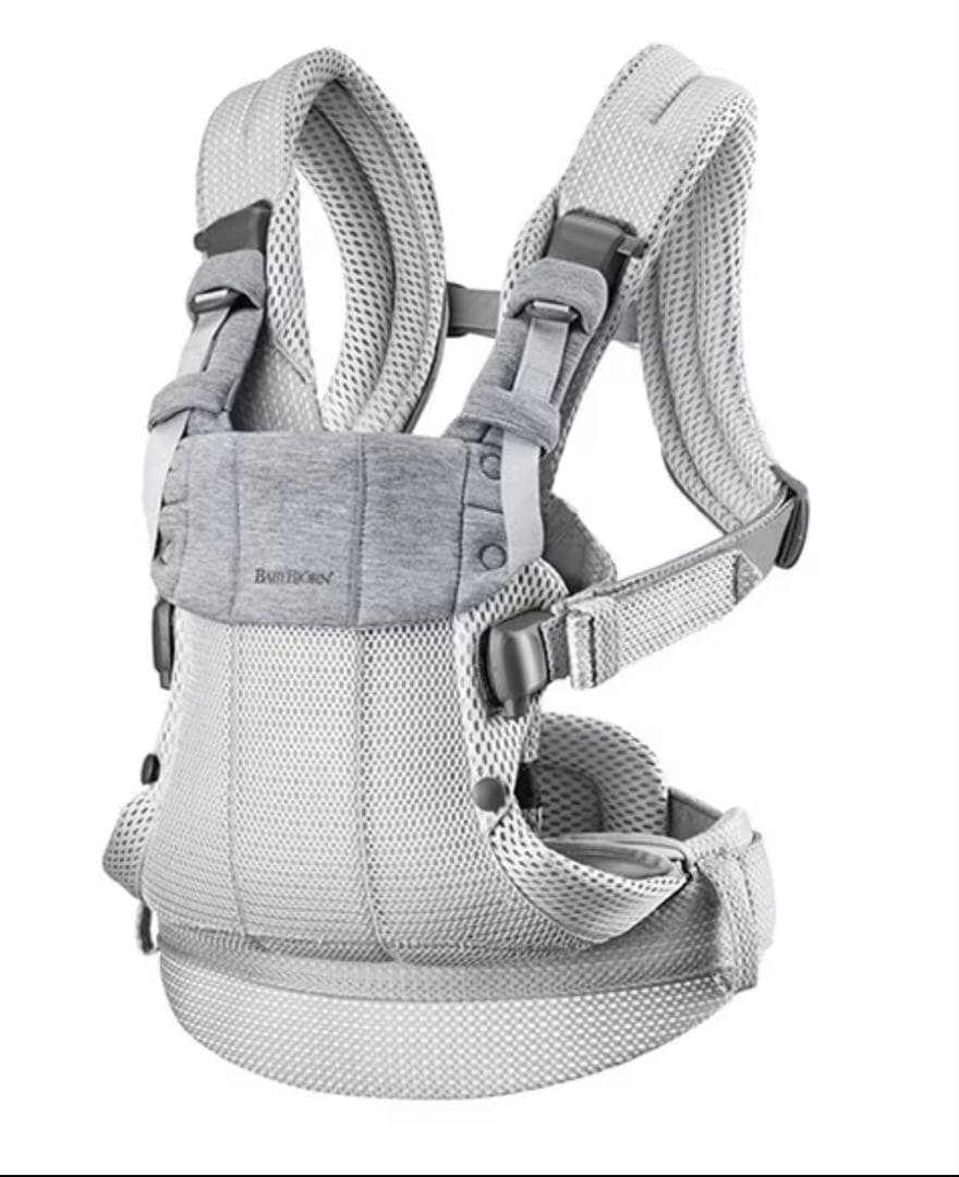 【美品】ベビービョルン ハーモニー 抱っこ紐 シルバー メッシュ 新生児〜3歳