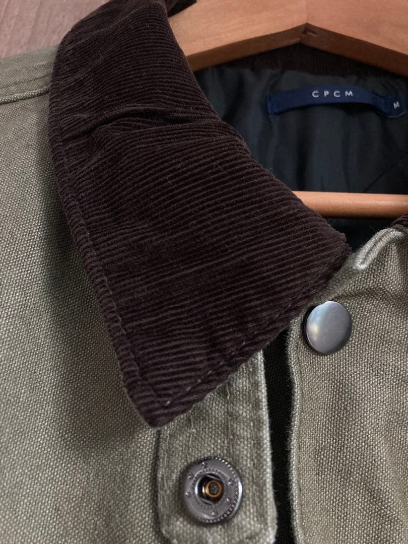 【美品】cpcm 襟コーデュロイワークジャケット　カーキM