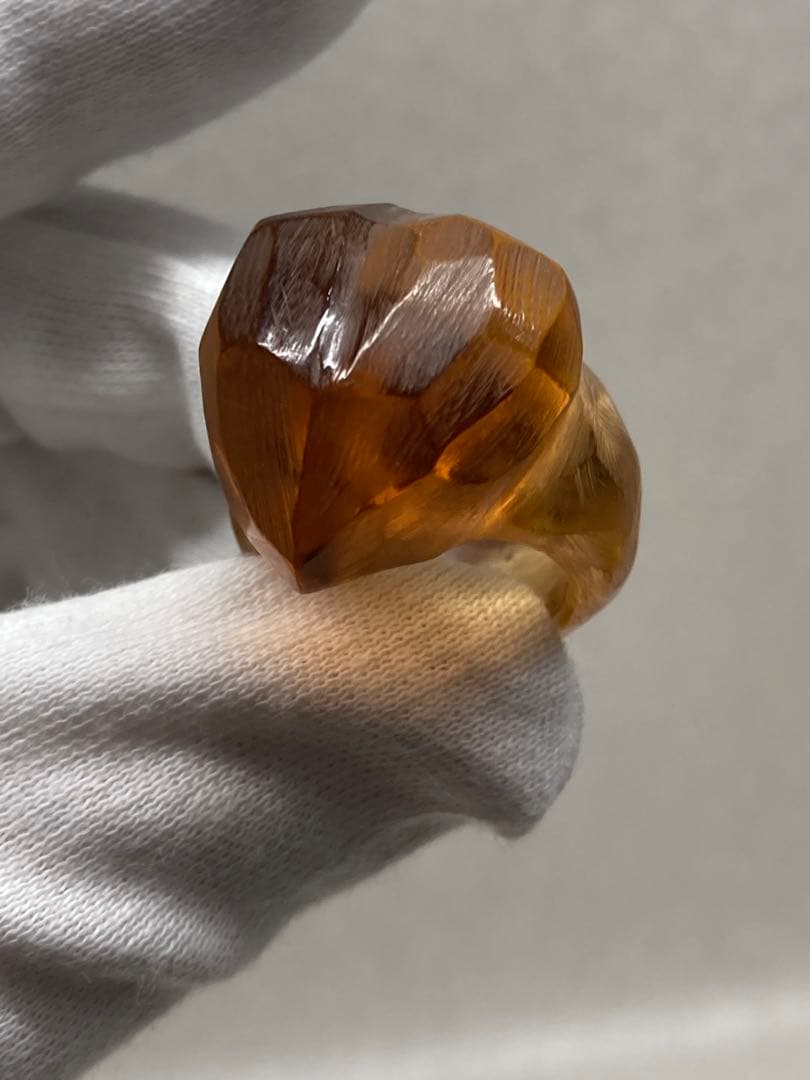 Z04）天然素材 コハク 琥珀 バングル リング セット