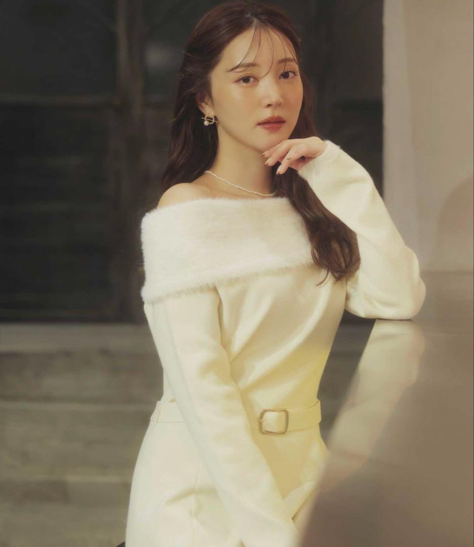 フェザートリム配色ドッキングワンピース