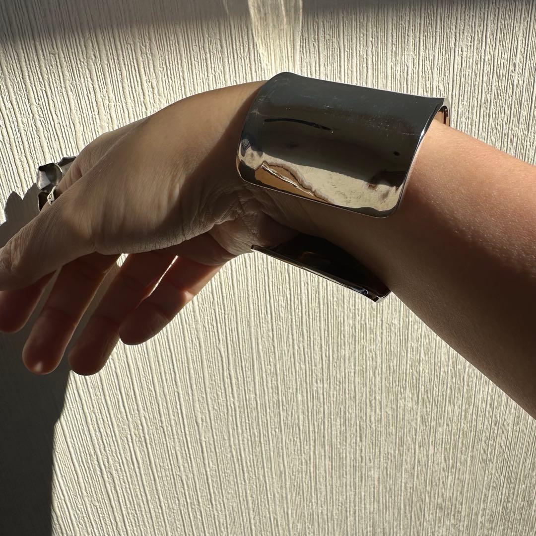 美品！Silver Wide Cuff Bangleブレスレット