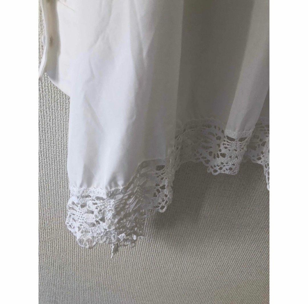 Alexander McQueen コットンポプリン 裾レースブラウス IT38