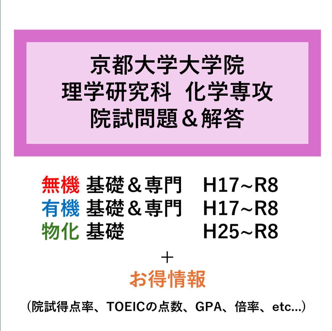 京都大学大学院 理学研究科 化学専攻 院試解答&問題