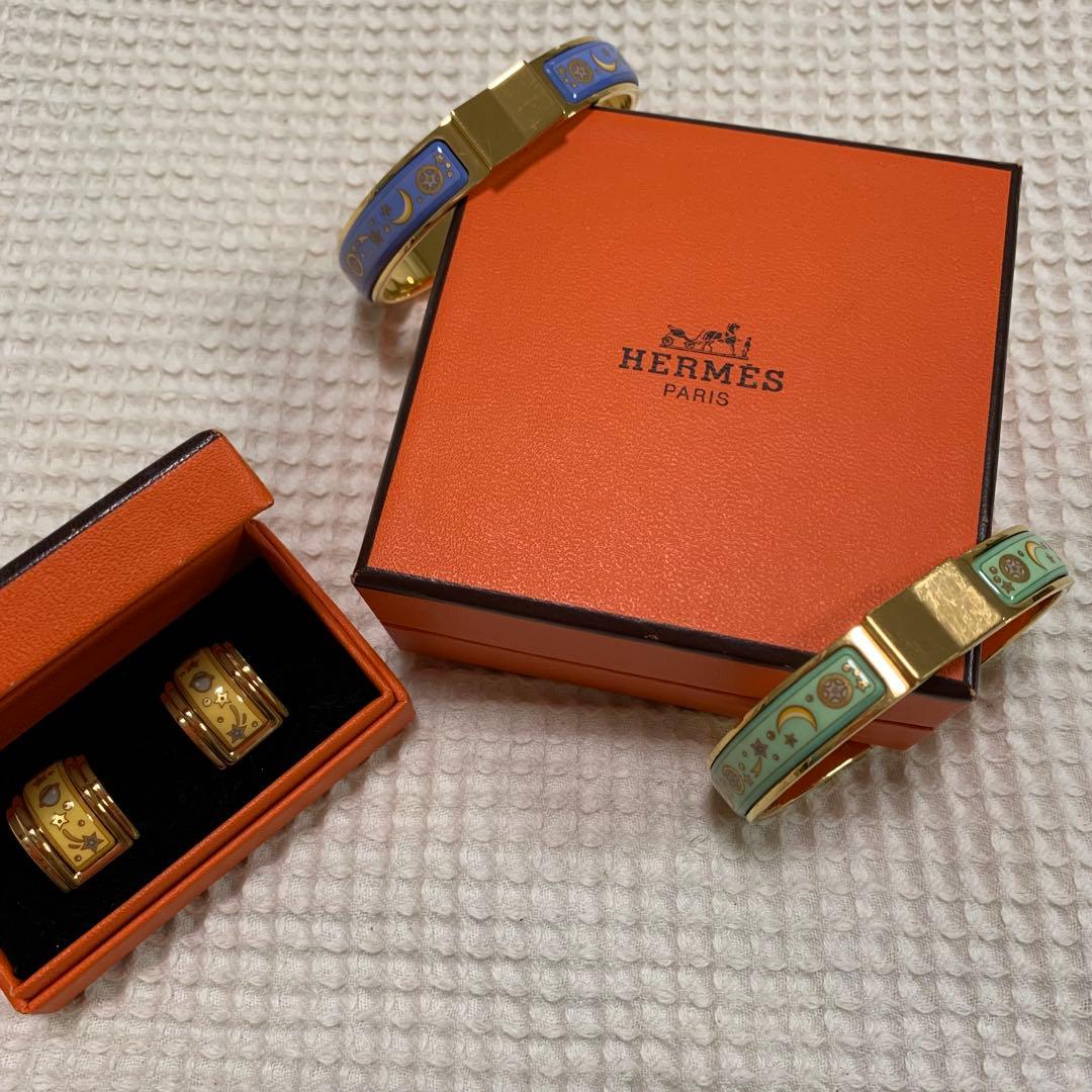 ＊R さま＊専用　HERMES エマイユ　バングル　七宝焼　ブルー　月　星