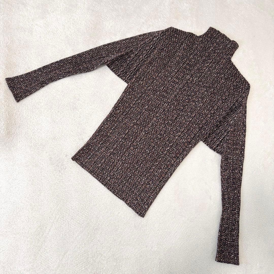 極美品✨PLEATS PLEASE プリーツ　柄入り　ブラウン　大きめサイズ