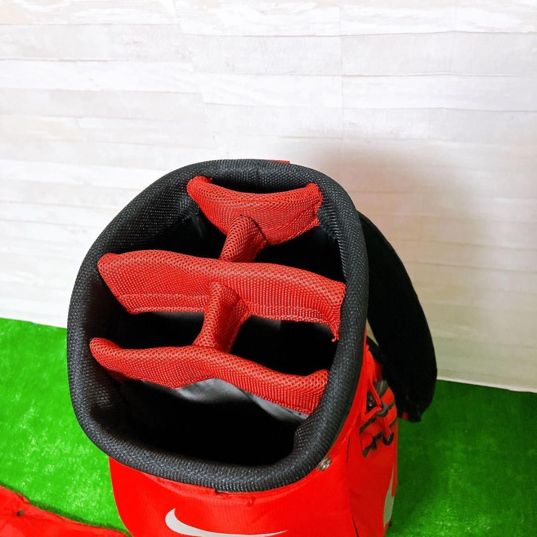 NIKE ゴルフキャディバッグ 9.0型 5分割 レッド 軽量 ポリエステル