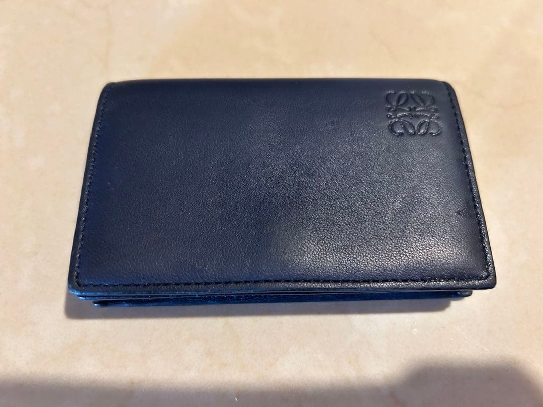 ロエベ　レザー名刺入れ　ネイビー