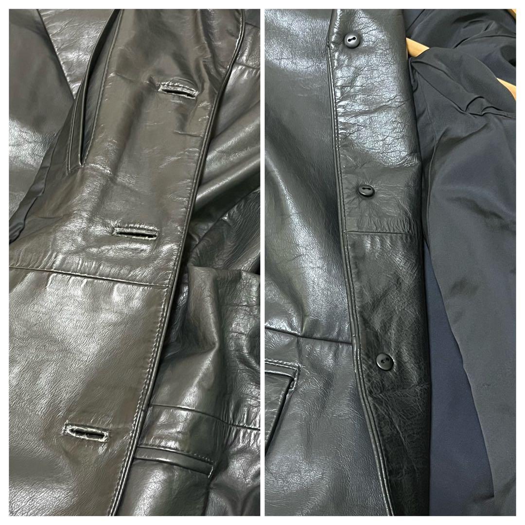 【希少】ISSEY MIYAKE MEN レザージャケット 牛革 ブラック M位