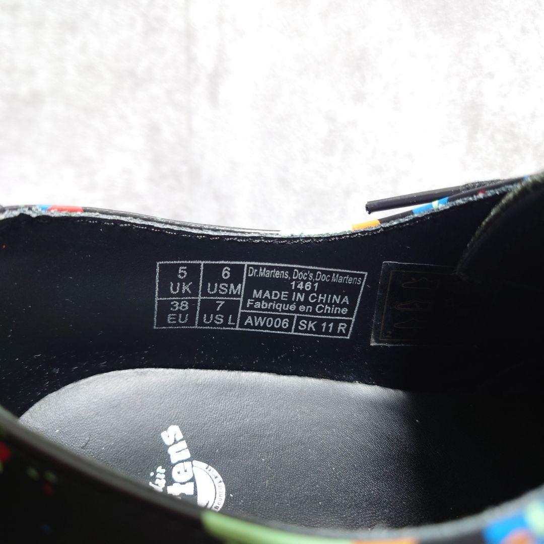 美品 ドクターマーチン ペイントスプラッター 3ホール レザーシューズ UK5