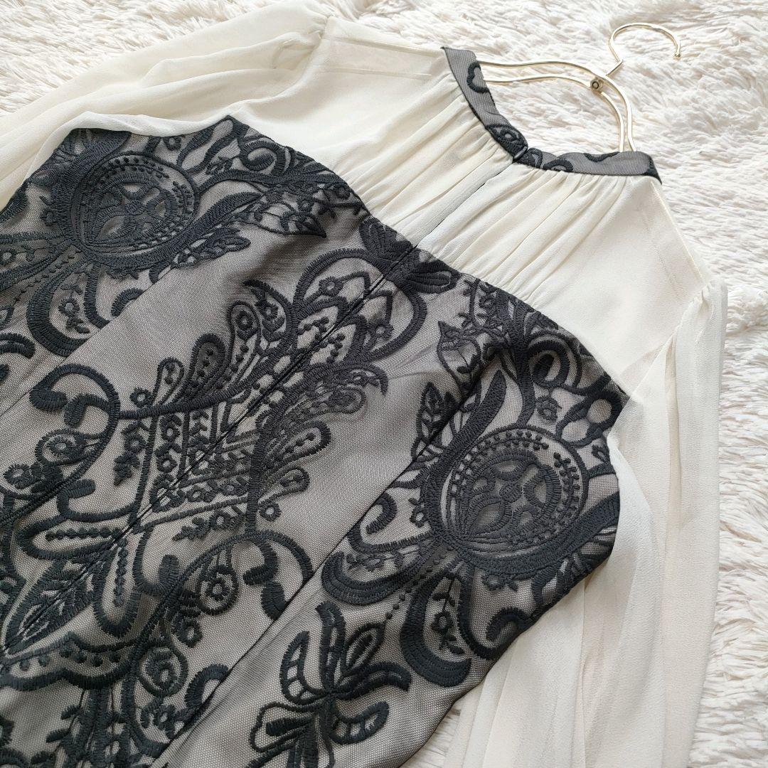 【美品】 アンドレスド　ダマスク　ギャザー　ドレス　ワンピース　刺繍　L