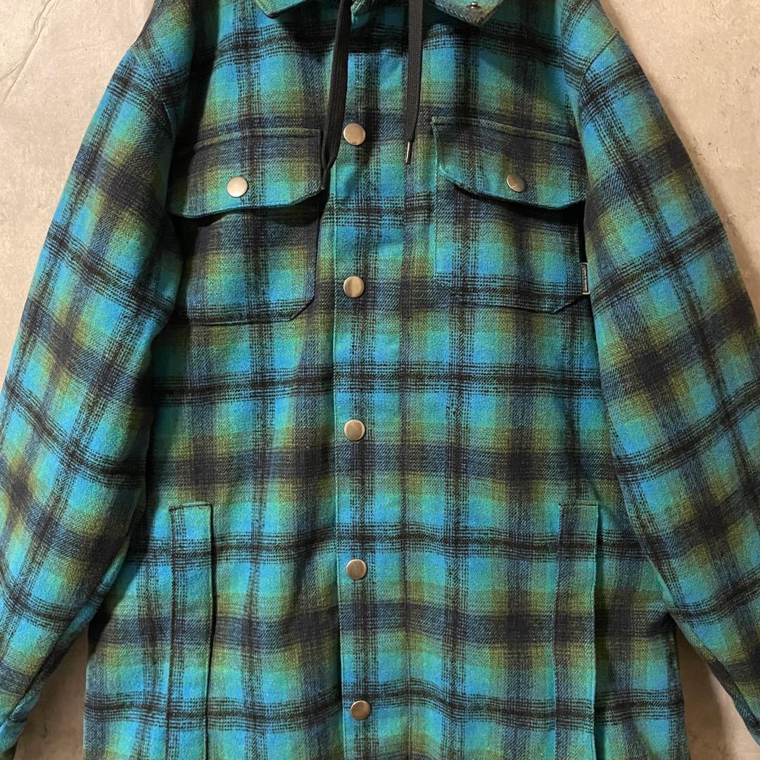 Burtonバートンスキーウェアスノーボードジャケットパーカー水色黒チェック柄