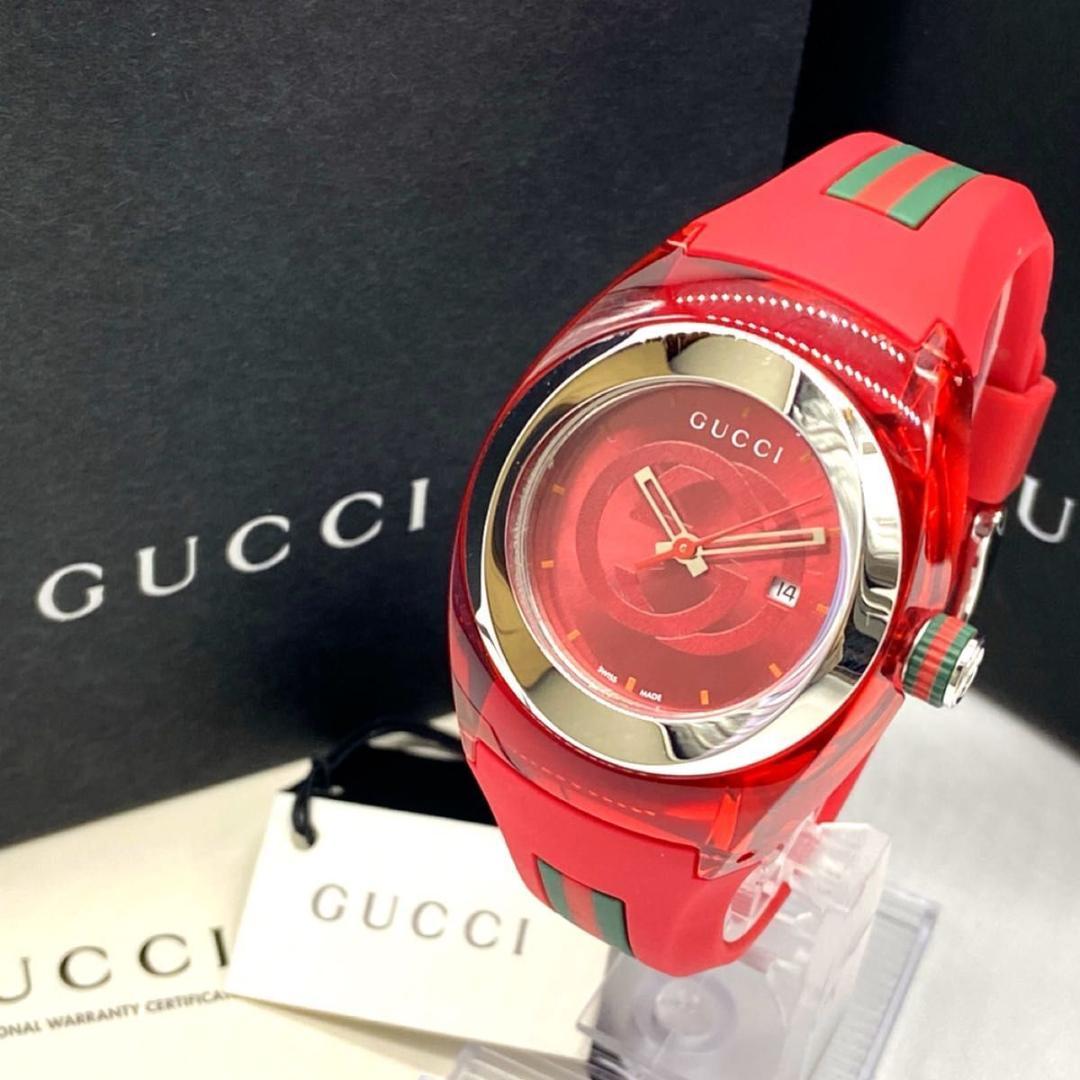 【極美品】GUCCI　SYNC　YA137103A　腕時計　シェリーライン　赤