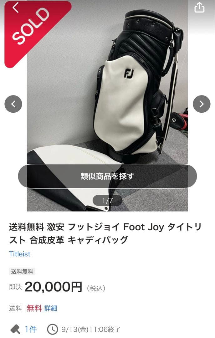 FJ ゴルフバッグ 黒/白（フード有）