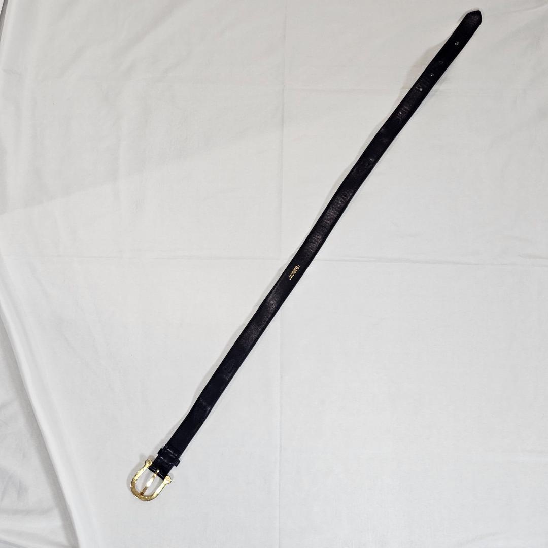 希少 セリーヌ 馬車金具 レザー ベルト 紺 70