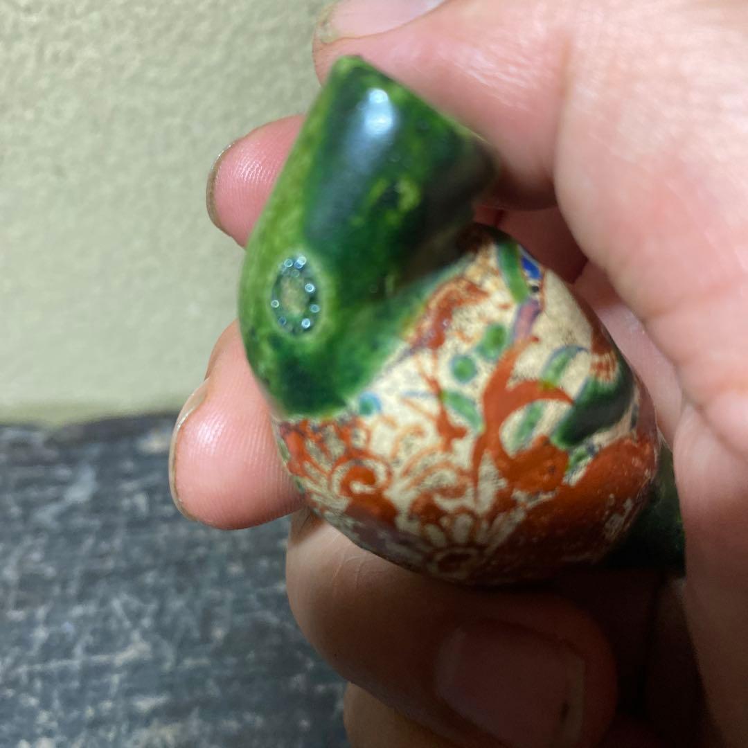 古清水焼　珍品キセル型根付