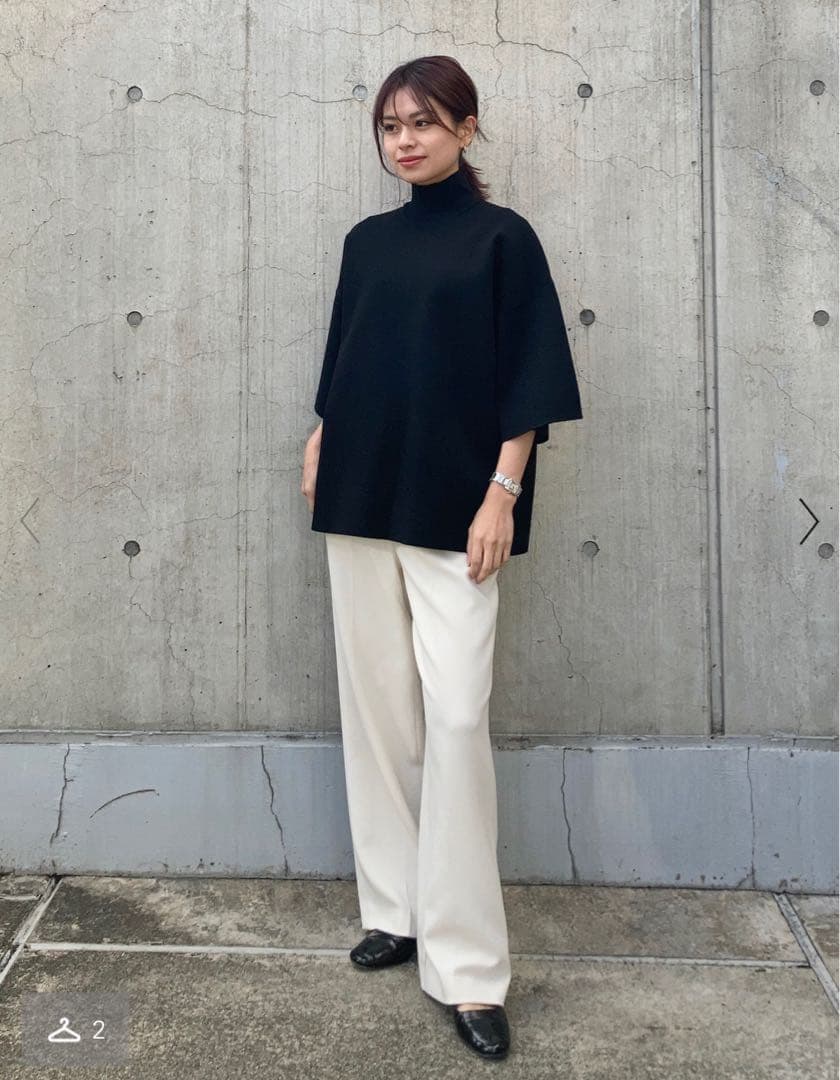 未使用 美品 theory 204AW/SS ハイネック 五分袖 サイズP