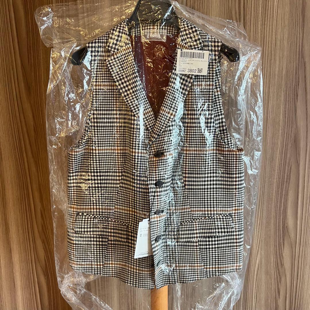 【新品:52800円】TOMORROWLANDコットンポリエステル チェックジレ