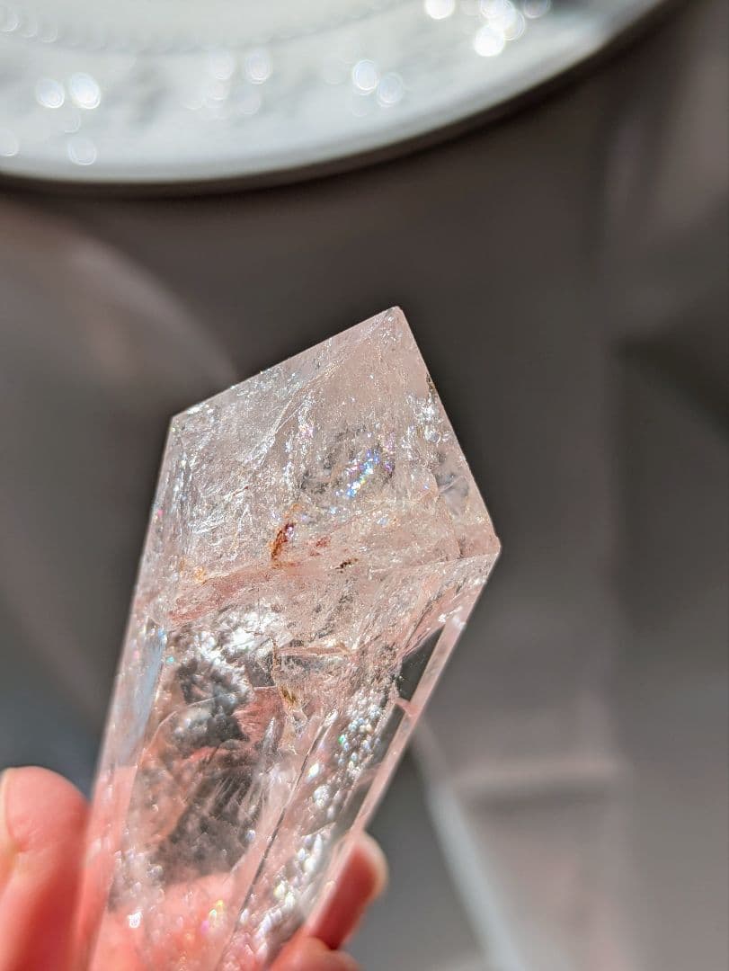 高品質　♡ピンクアゼツライト（通称） ピンククリアクォーツ♡ 　ワンド　　虹