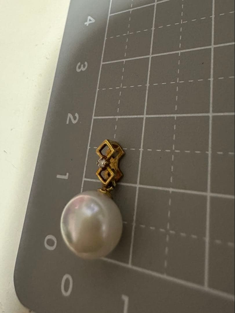 GSTVk18YGアコヤ真珠ペンダントトップダイヤモンド0.01ct未使用品