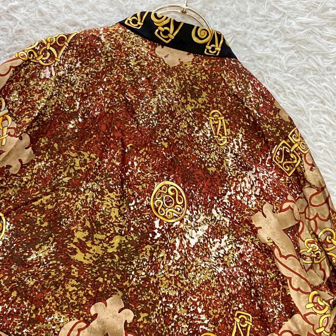 ［良品］CELINE 総柄ブラウス シルク マルチカラー ヴィンテージ