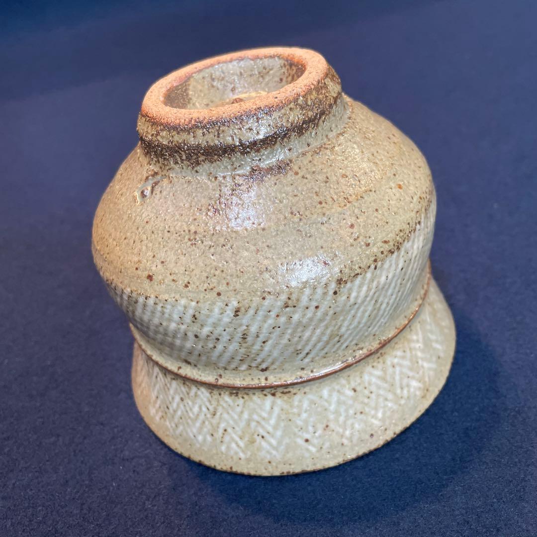 人間国宝【島岡 達三】(作)の『地釉象嵌縄文 茶碗』共箱　茶道具 茶碗