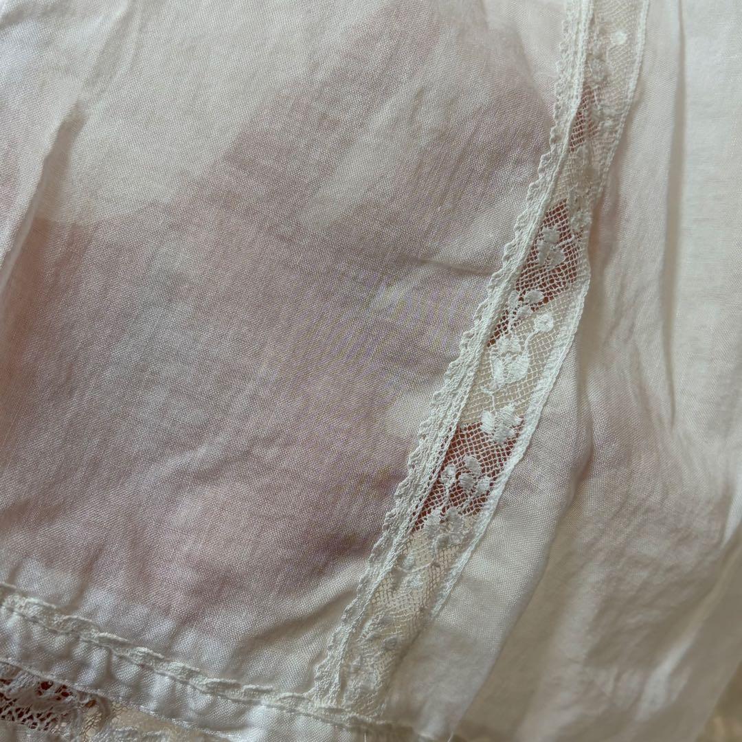 ピンクハウス　希少　日本製　ローンブラウス　レース　花モチーフ　ピンタックP72