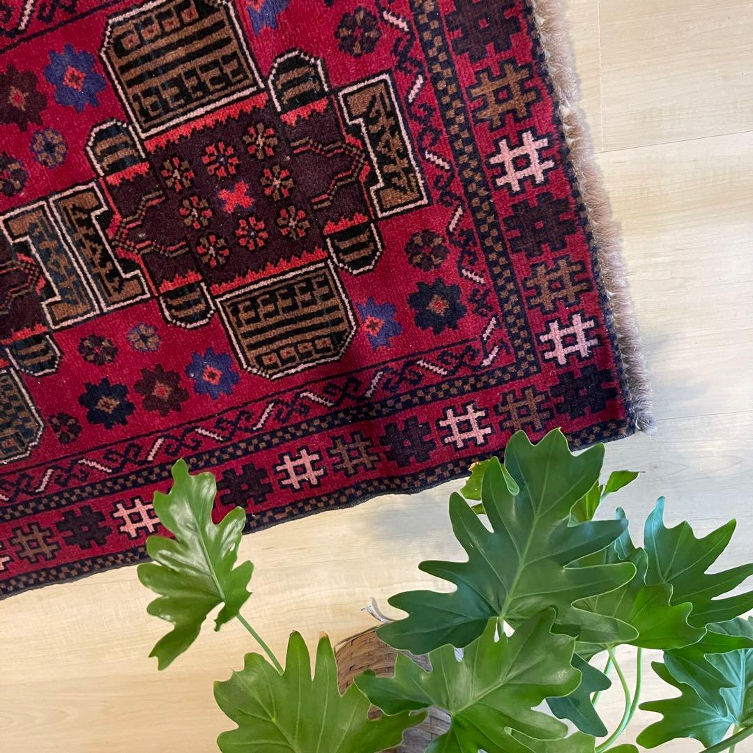 185×78 バルーチ族ラグ　ヴィンテージラグ、トライバルラグ、手織り絨毯