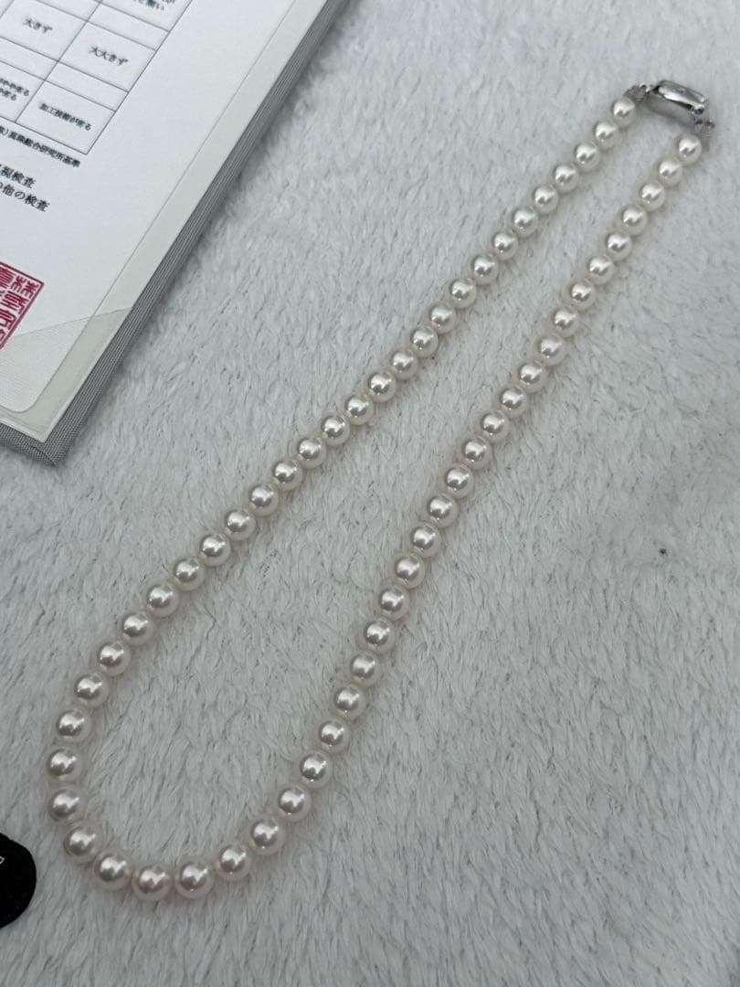 ク*ラ様 花珠級強テリアコヤパールネックレス6.5-7mm鑑別書付43cm