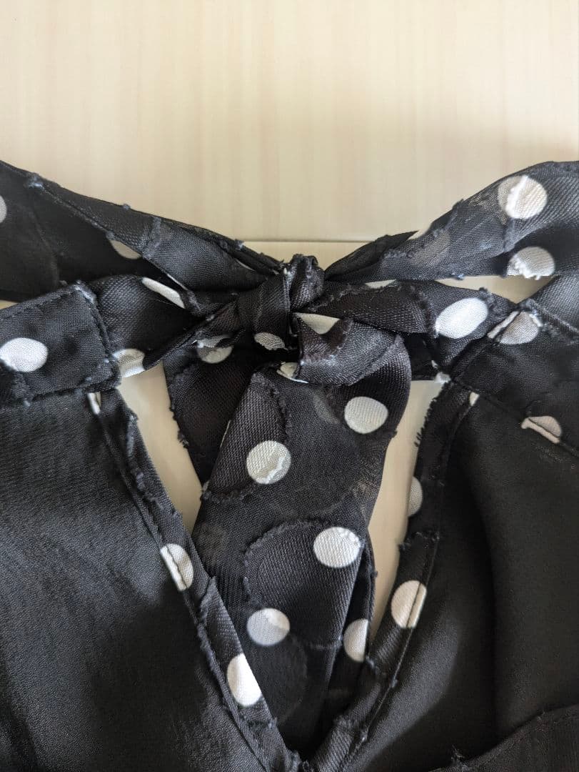 【美品】ローズティアラ水玉後ろリボン ティアード　チュニック 46 黒