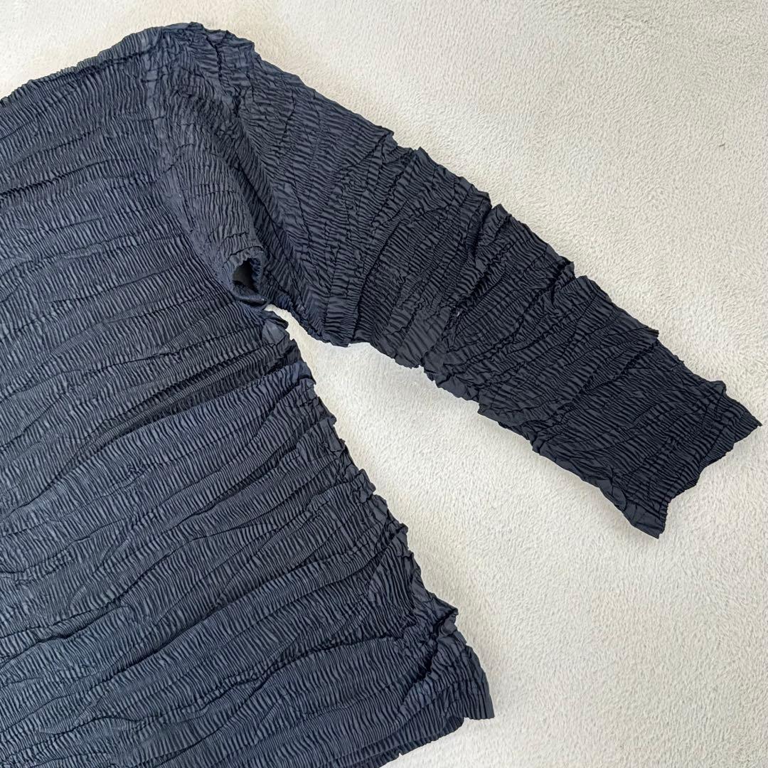 極美品✨ISSEY MIYAKE 立体プリーツ　ブラック　長袖　トップス