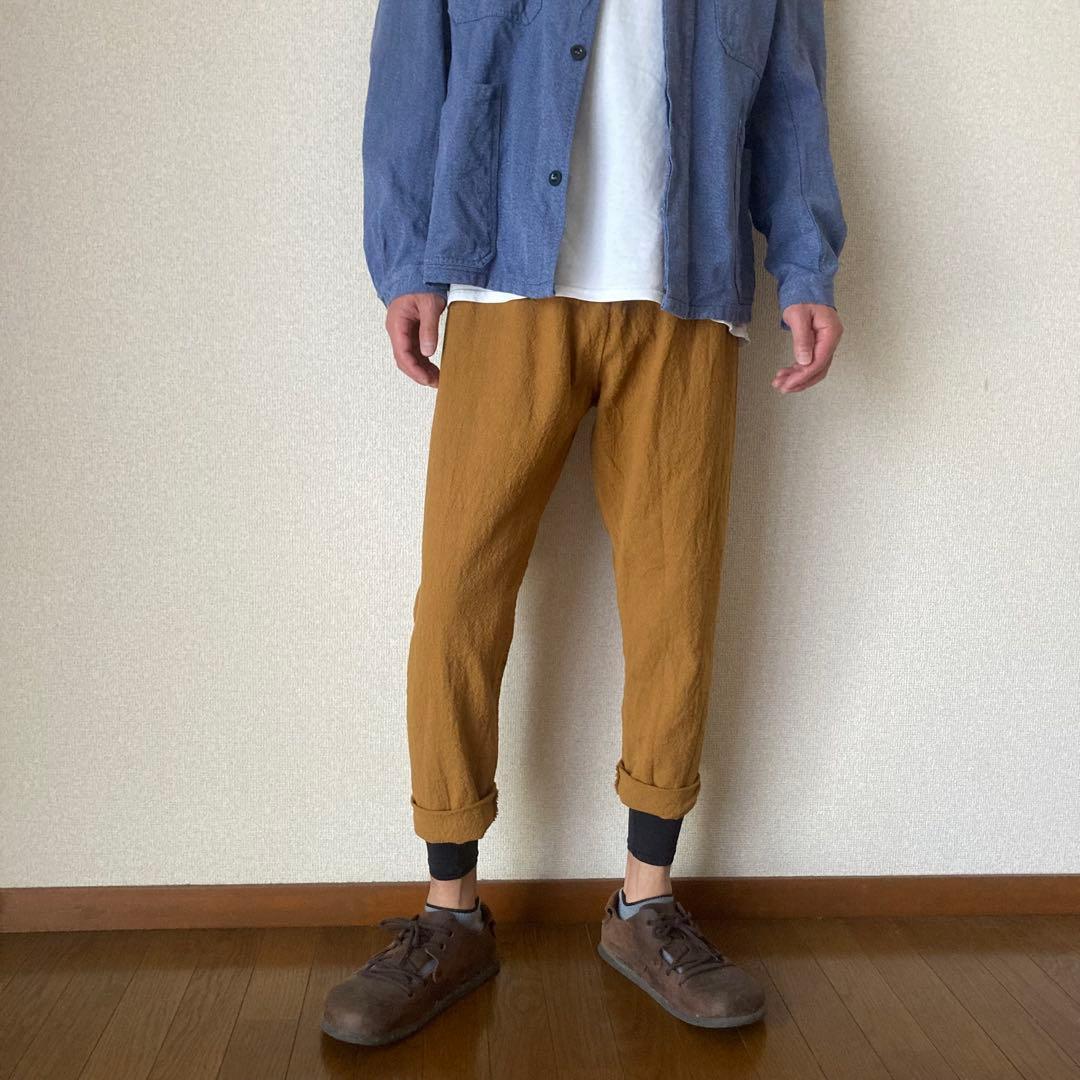 コットンリネン シンプルもんぺ クルミ うなぎの寝床 M寸