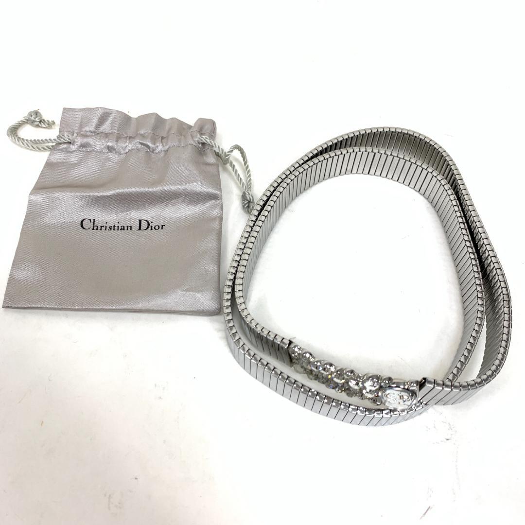 クリスチャンディオール ベルト ストーン シルバー 袋付き B1315